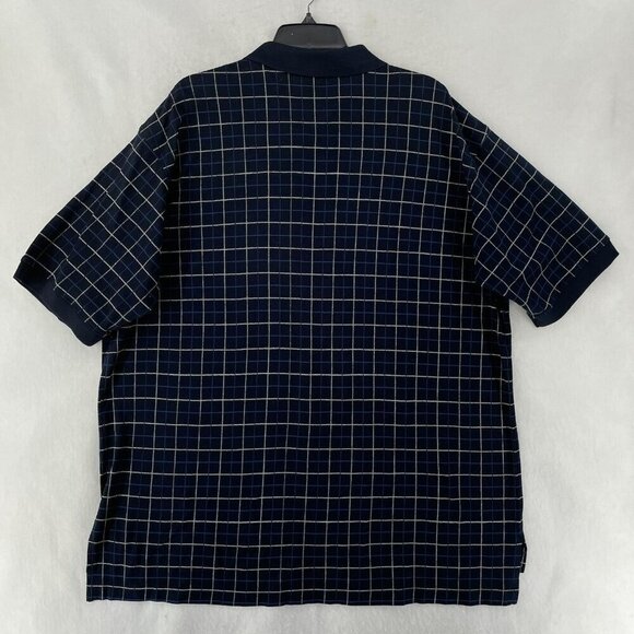 Pebble Beach Collection Polo Shirts Mens XL Navy Plaid Collared Short Sleeve USA - Picture 2 of 11
